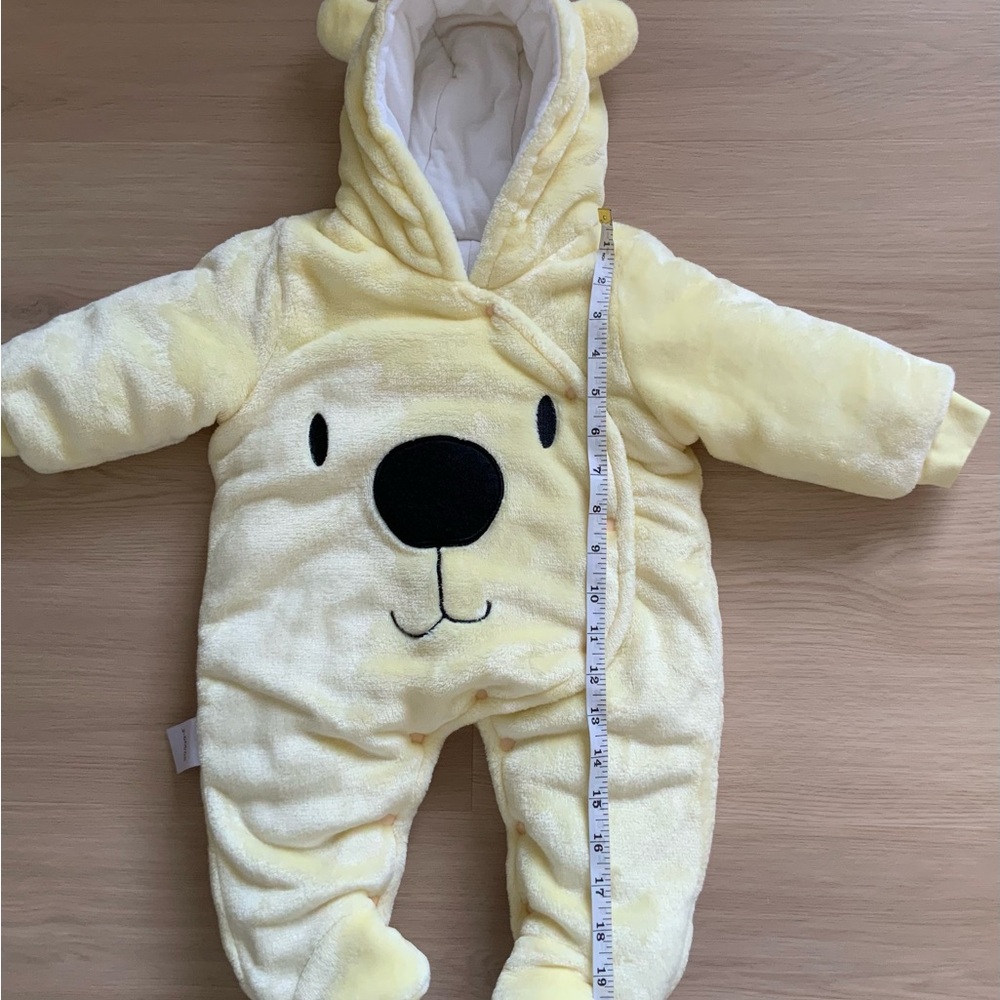 Cozy Yellow Bear Hooded Footie for Kids - Picture 3 of 5